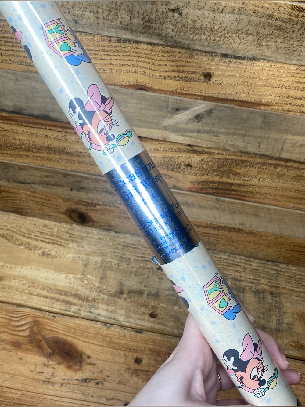Vintage Gibson Greetings 1980 Walt Disney Baby Mickey Minnie Gift Wrapping Paper